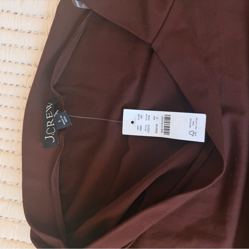J. Crew Brown Asymmetric One-Shoulder Long Sleeve Top - Picture 6 of 7